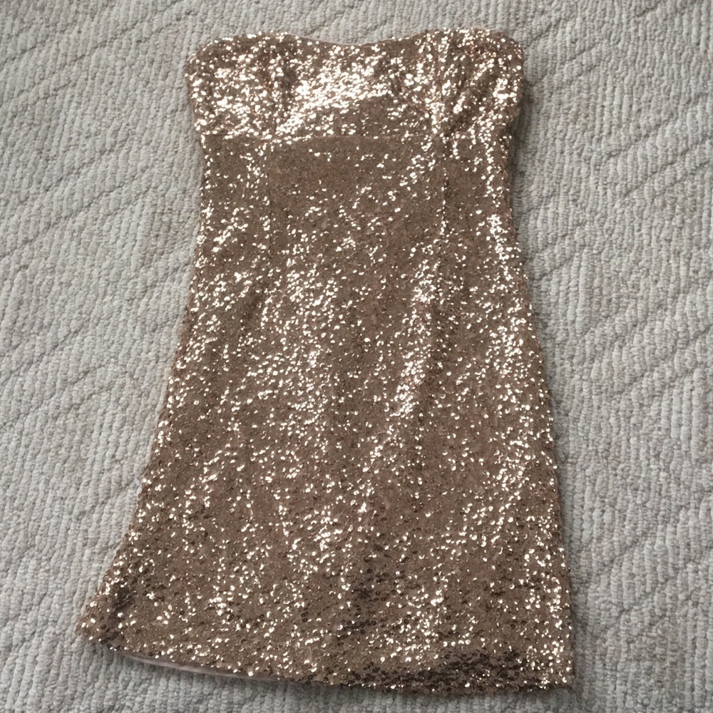 Sequin gold mini dress